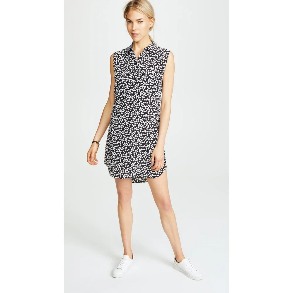 NWT Equipment Sleeveless Slim Signature Silk Shirt Dress Heart Print S $298